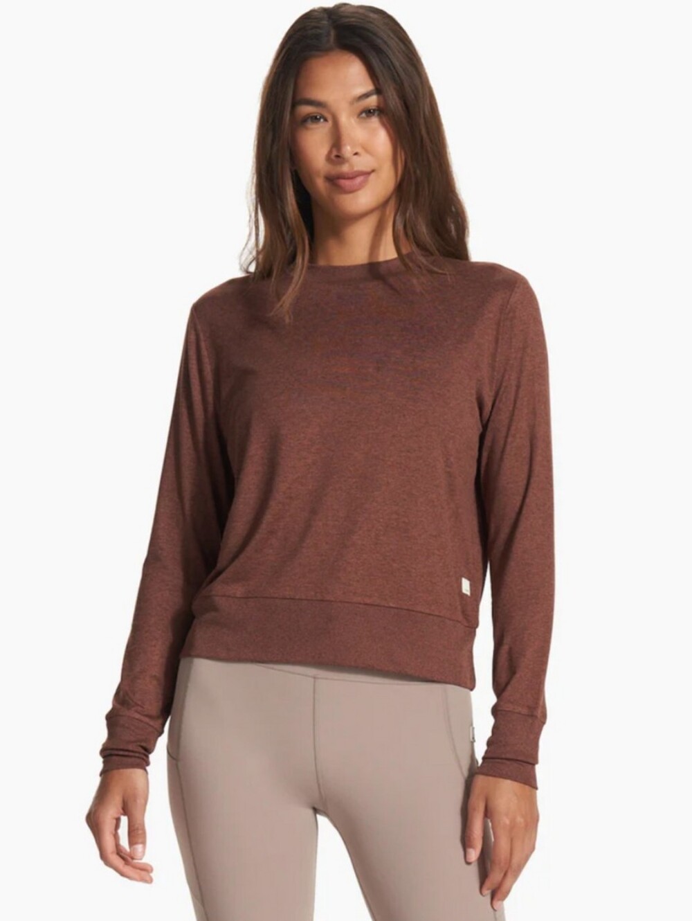 VUORI Daydream Crew Neck Long Sleeve Shirt Brown Size Small